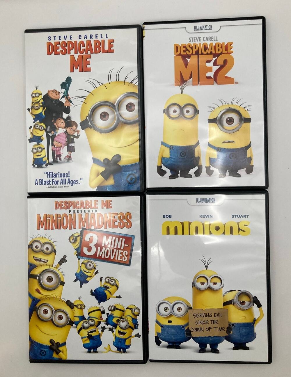 Despicable Me 1, 2 Minions & Minion Madness 3 Mini DVD's Lot of 4
